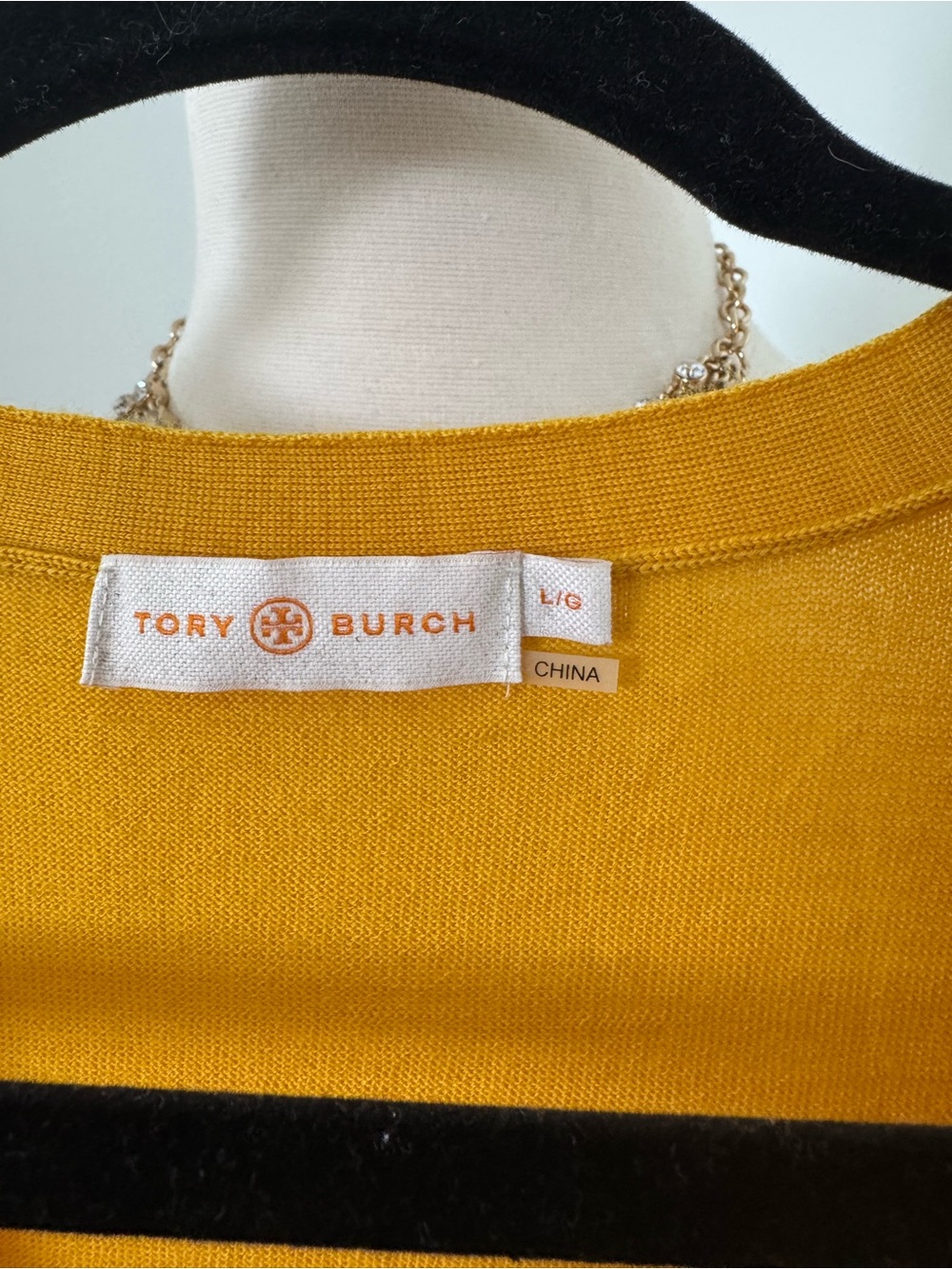 Tory Burch Mustard Yellow V-Neck Button Cardigan - Picture 3 of 6